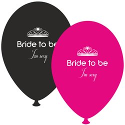 Bride to Be I'm Sexy Assorted Latex Balloons, Radar GI.BTBIS.BK/FUCHSIA