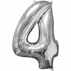 Balon Folie Cifra 4 Argintiu - 66cm, Anagram 31958