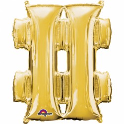 Balon Folie Mare Simbol Hashtag Auriu- 86 cm, Amscan 33004