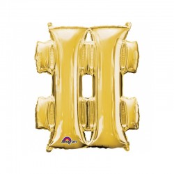 Balon Folie Simbol Hashtag Auriu - 41 cm, Amscan 33067