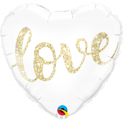 Balon Folie 45 cm Inima Glitter- Love, Qualatex 57322