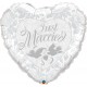 Balon folie inima Just Married - 91 cm, Qualatex 82425