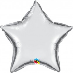 Balon mini folie argintiu in forma de stea - 10 cm, Qualatex 14355, 1 buc