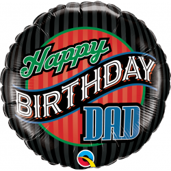 Balon Folie 45 cm Happy Birthday Dad, Qualatex 25576