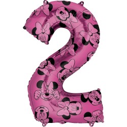 Balon Folie Figurina Minnie Mouse Forever Cifra 2 roz- 66 cm, Amscan 40137, 1 buc