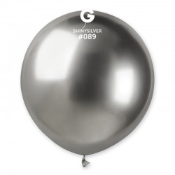 Balon Latex Jumbo Shiny Silver- 48 cm, Gemar GB150.89