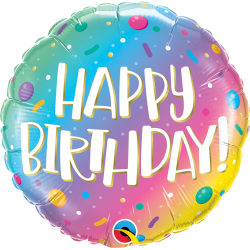 Balon 45 cm Happy Birthday Ombre Dots & Sprinkles