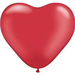 Baloane latex in forma de inima, Pearl Ruby Red, 6", Qualatex 17728, set 100 buc