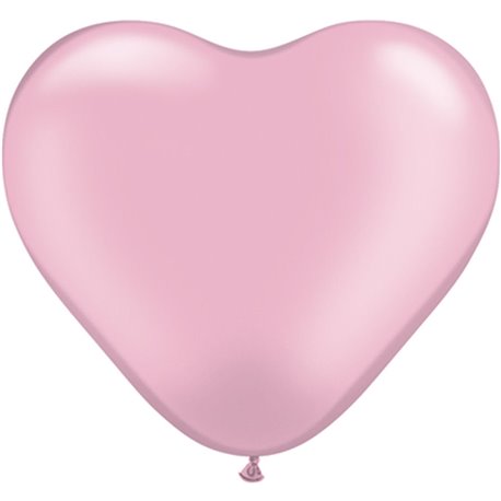 Baloane latex in forma de inima, Pearl Pink, 6", Qualatex 17731, set 100 buc