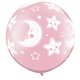 Baloane latex Jumbo 30" inscriptionate Baby Moon & Stars-A-Round Pearl Pink, Qualatex 32121, set 2 buc