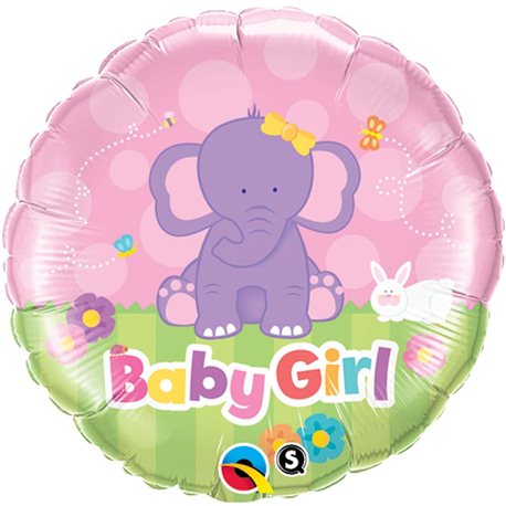 Balon Folie Baby Girl Elefantel, Qualatex, 45 cm, 13929