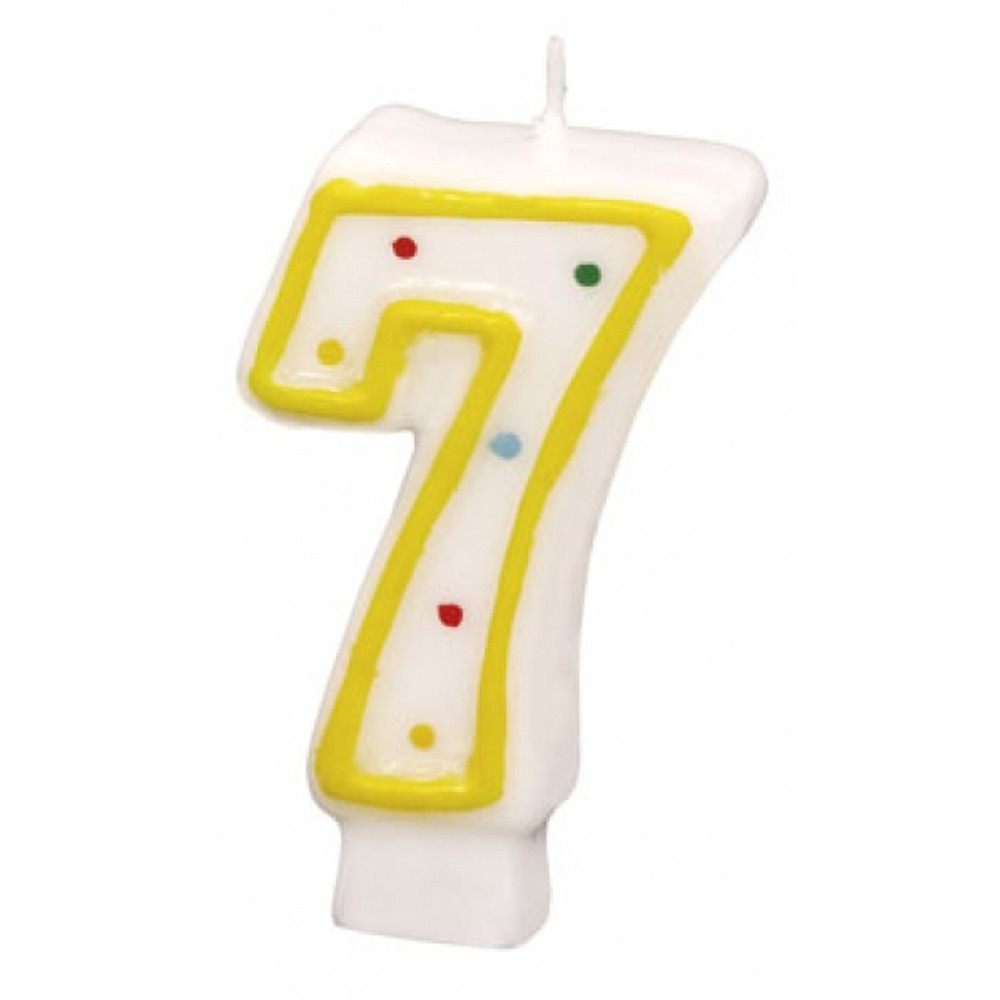 Polka Dots Birthday Candle Number 7, White & Yellow, Amscan RM550287, 1