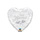 Balon Folie Just Married Pearl White & Silver, Qualatex, 45 cm, 14253