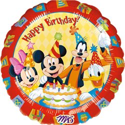 Balon Folie Mickey si Prietenii Happy Birthday, Amscan, 45 cm, 09223