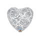 Balon Folie Inima cu Trandafiri Argintii, Qualatex, 55 cm, 81662