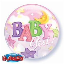 Balon Bubble Baby Girl - 22"/56cm, Qualatex 23598, 1 buc