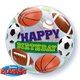 Birthday Sport Balls Bubble Balloon - 22"/56cm, Qualatex 34821, 1 piece