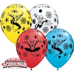 Spiderman Latex Balloons - 11''/28 cm, Qualatex 18671, Pack of 25 pieces 